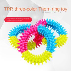 Tri-colored rubber prickly ring bite-resistant dog toy