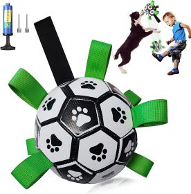 Dog Football Interactive Dog Ball, Durable For Large And Medium-sized Dogs, With Grab Ring, Use in the Water Play Tug Of War