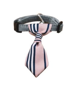 Pink with Blue and White Vertical Stripes Adjustable Dog Neck Tie For The Gentleman Dog, Collar Size 6-11 Inches