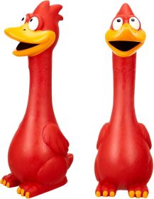 Latex Chicken With Squeaking Noise Helps Reduce Separation Anxiety When Your Pet Is Home Alone (Red)