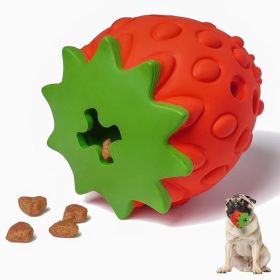 Strawberry Puzzle Chew Toy Rubber food-dispensing ball for teeth cleaning and interactive fun; perfect for puppies and dogs of all sizes.