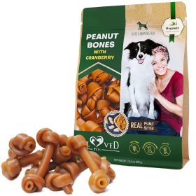 Peanut Butter Bones with Cranberry, Rawhide Free Chew Treats With Collagen for Small Dogs