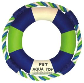 Pet Life 'Life Raver' Round Squeaking with Jute Rope. Floats in Water Dog Toy