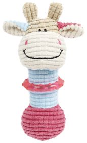 Pet Life 'Giraffe-Cow' Plush Dog Toy. With a Squeaking Noise. Rubber Teething for Newborn Puppies