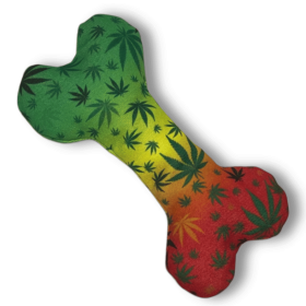 Stoned to da Bone, Man! Cute Stuffed Rasta Leaf Bone Dog Toy, Funny Squeaky , for for Puppies & Small Dogs