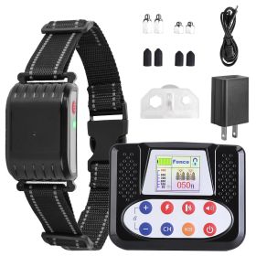 990FT Range Dog Wireless Fence With Remote,Training Collar IPX6 Waterproof Receiver with 0-9 Levels Beep Vibration Shock Mode 4 Channels Rechargeable