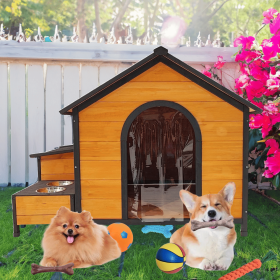 XPT088 Durable and Strong Dog House for Playground With Feeding Station and Food Storage