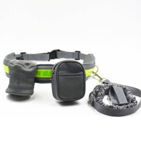 Waist Belt for Running with Your Dog Hands Free, Comfortable Handle Strong Dog Leash Set Highly Reflective Threads for Medium and Large Dogs (Color: Gray)