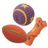 Squeaky Football, Branch & Ball Fetch and Play - Latex Rubber Dog Toy Balls, Play Fetch