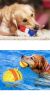 Red White & Blue Pet Chew Toy Interactive Treat Dispenser Squeaks & Bounce Toy with Rope for Aggressive Dog Chewers