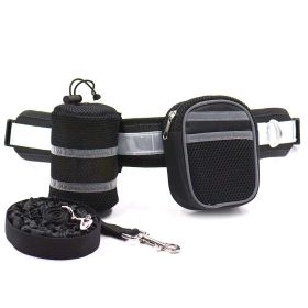 Waist Belt for Running with Your Dog Hands Free, Comfortable Handle Strong Dog Leash Set Highly Reflective Threads for Medium and Large Dogs (Color: Black)